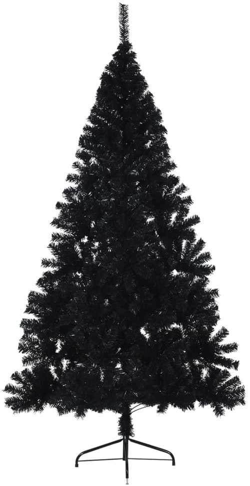 Dirbtinė pusinė Kalėdų eglutė su stovu, juoda, 210cm, PVC