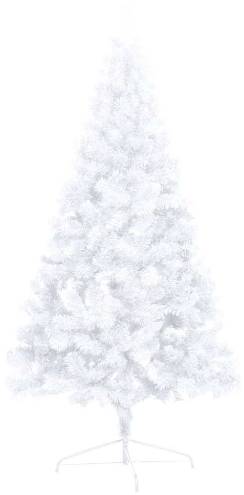 Dirbtinė pusinė Kalėdų eglutė su žaisliukais, balta, 150cm