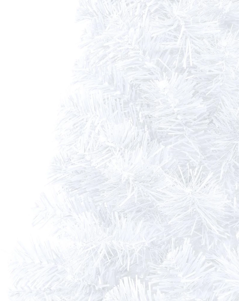 Dirbtinė pusinė Kalėdų eglutė su žaisliukais, balta, 150cm