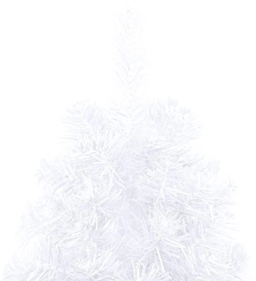 Dirbtinė pusinė Kalėdų eglutė su žaisliukais, balta, 150cm