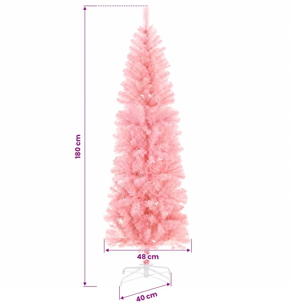 Dirbtinė siaura kalėdinė eglutė su žaisliukais 180 cm 300 LED