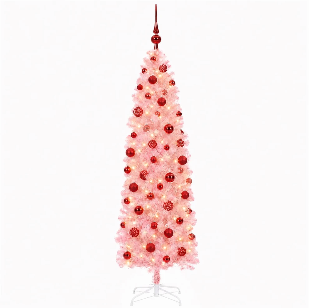 Dirbtinė siaura kalėdinė eglutė su žaisliuku 240 cm 300 LED