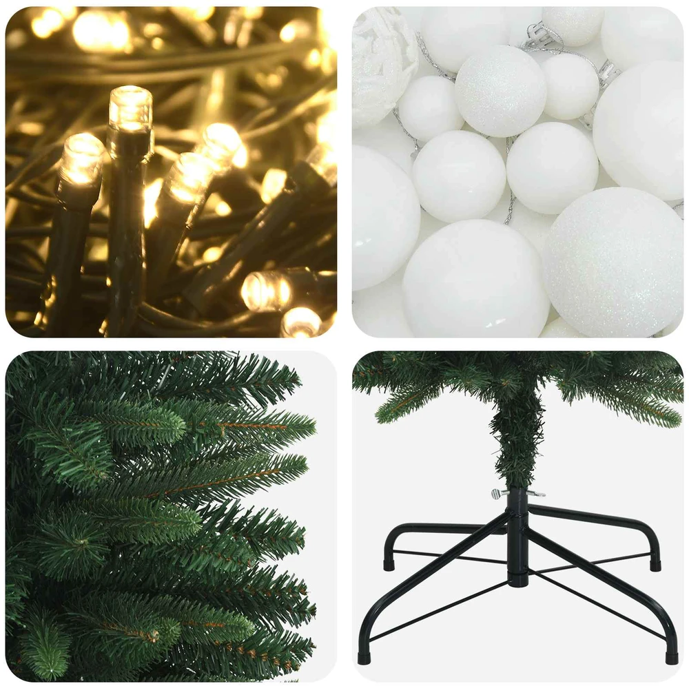 Dirbtinė siaura kalėdinė eglutė su žaisliuku 120 cm 150 LED