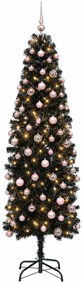 Dirbtinė siaura kalėdinė eglutė su žaisliuku 180 cm 300 LED