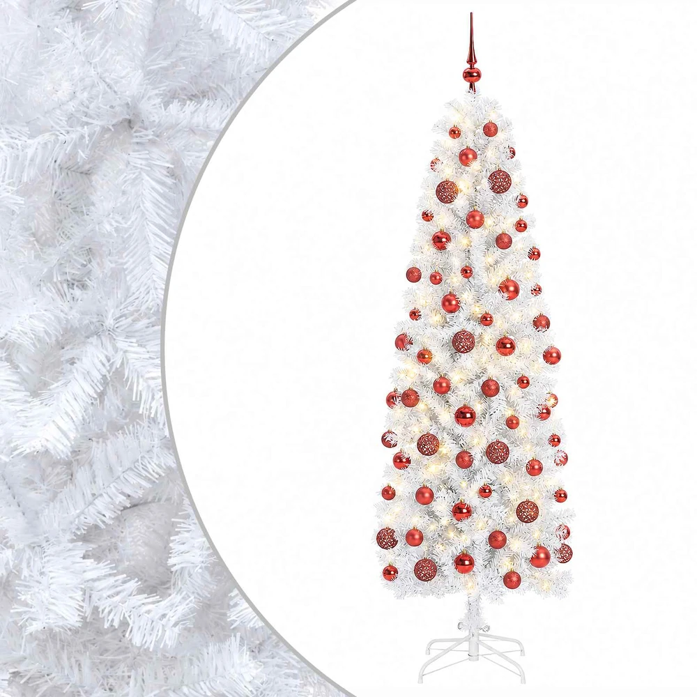 Dirbtinė siaura kalėdinė eglutė su žaisliuku 180 cm 300 LED