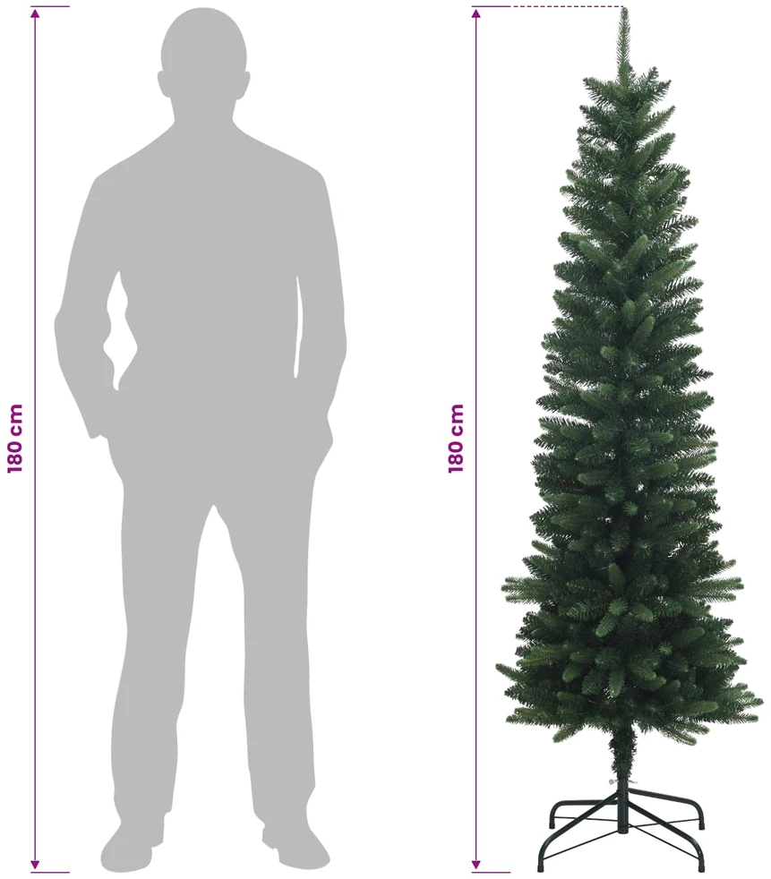 Dirbtinė siaura kalėdinė eglutė su žaisliuku 180 cm 300 LED