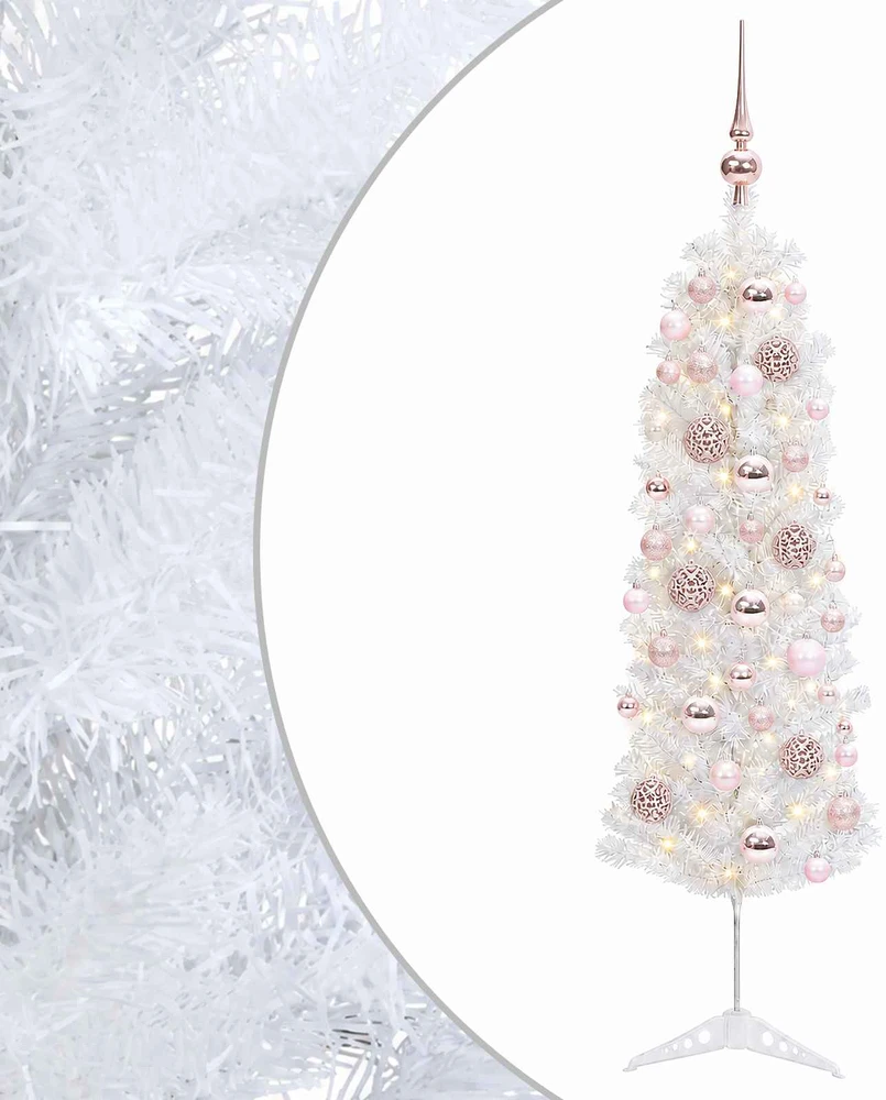 Dirbtinė siaura kalėdinė eglutė su žaisliuku 150 cm 150 LED