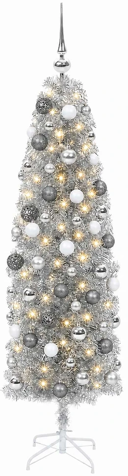 Dirbtinė siaura kalėdinė eglutė su žaisliuku 180 cm 300 LED