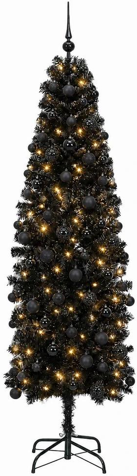 Dirbtinė siaura kalėdinė eglutė su žaisliuku 210 cm 300 LED
