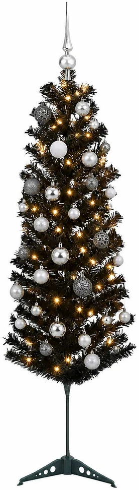 Dirbtinė siaura kalėdinė eglutė su žaisliuku 120 cm 150 LED