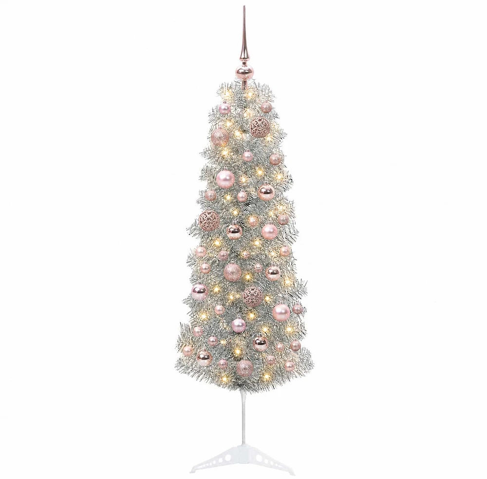 Dirbtinė siaura kalėdinė eglutė su žaisliuku 150 cm 150 LED