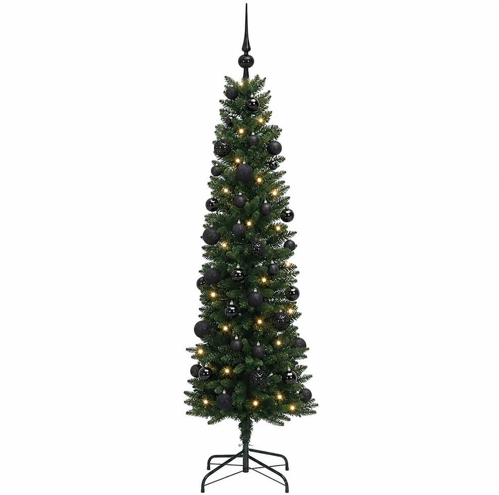 Dirbtinė siaura kalėdinė eglutė su žaisliuku 150 cm 150 LED