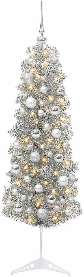 Dirbtinė siaura kalėdinė eglutė su žaisliuku 150 cm 150 LED