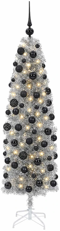 Dirbtinė siaura kalėdinė eglutė su žaisliuku 180 cm 300 LED