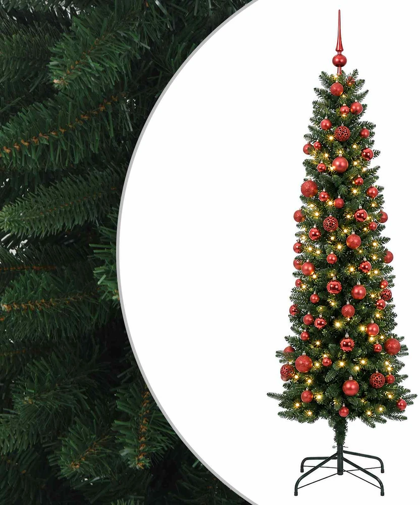 Dirbtinė siaura kalėdinė eglutė su žaisliuku 210 cm 300 LED