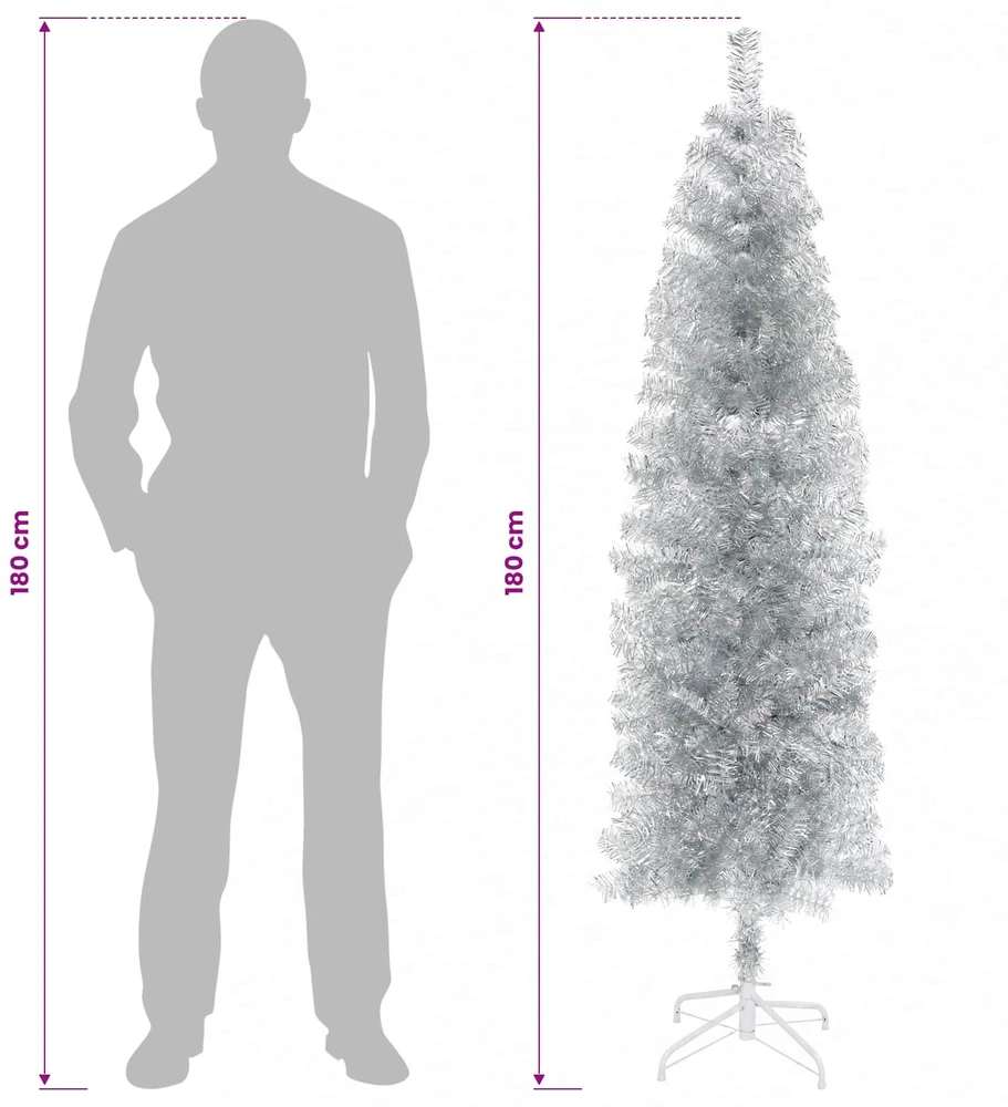 Dirbtinė siaura kalėdinė eglutė su žaisliuku 180 cm 300 LED