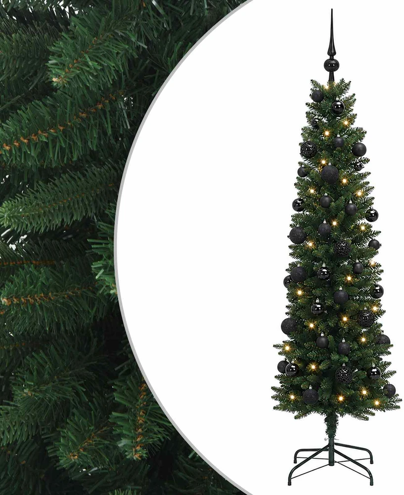 Dirbtinė siaura kalėdinė eglutė su žaisliuku 120 cm 150 LED