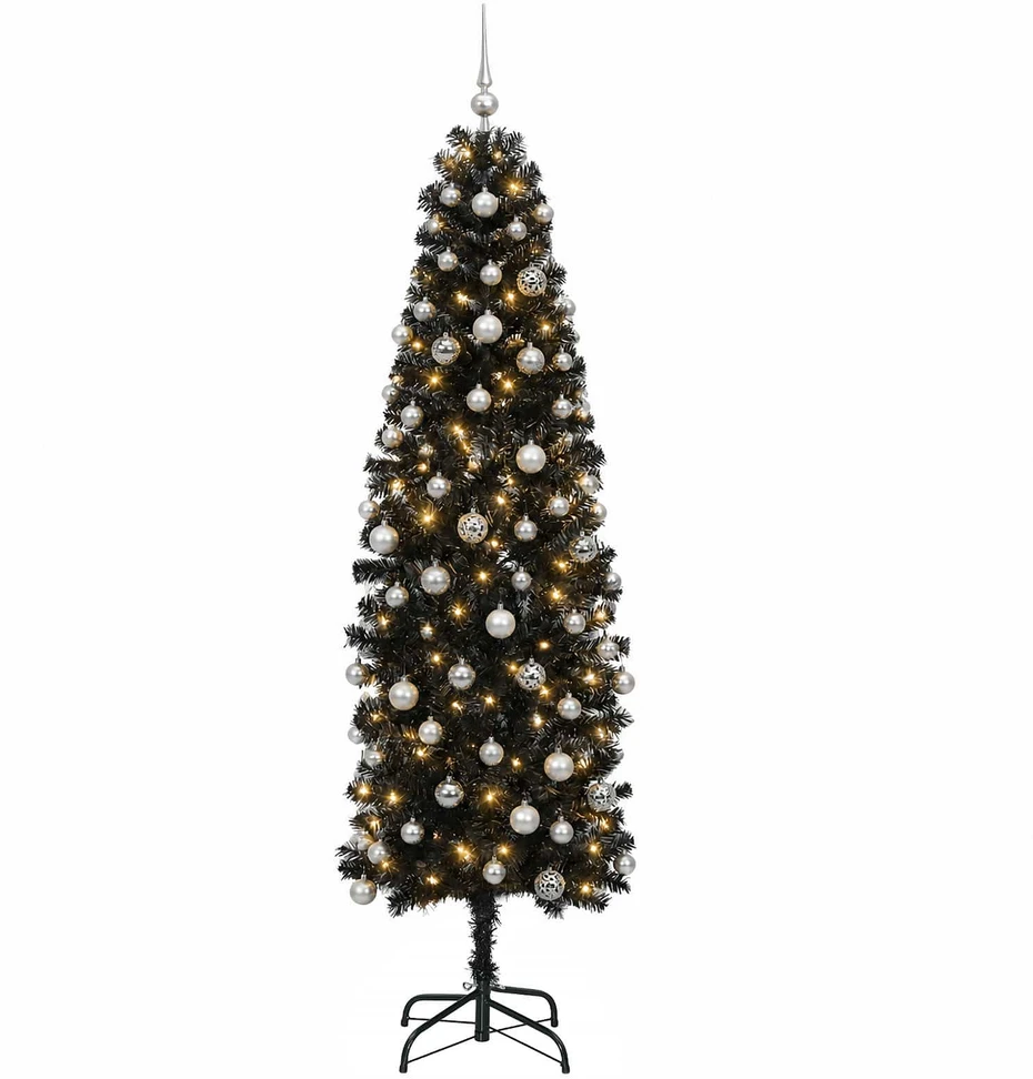 Dirbtinė siaura kalėdinė eglutė su žaisliuku 210 cm 300 LED