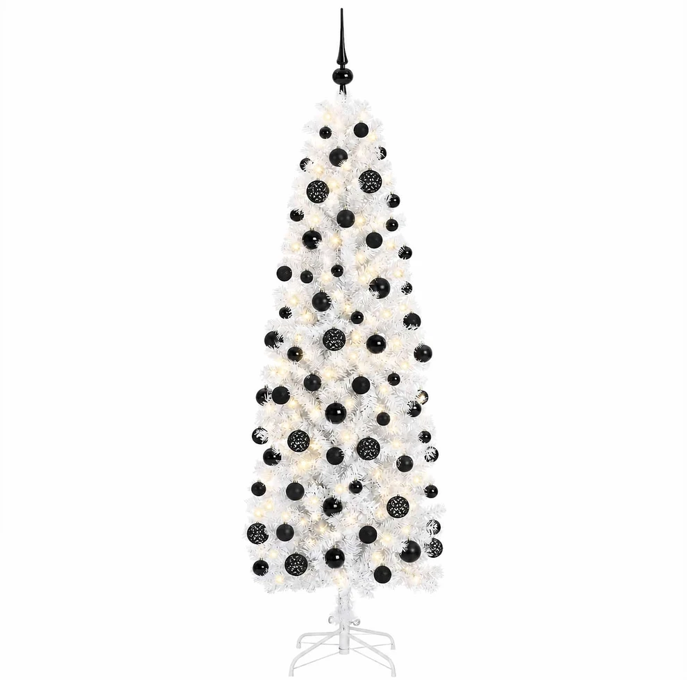 Dirbtinė siaura kalėdinė eglutė su žaisliuku 210 cm 300 LED