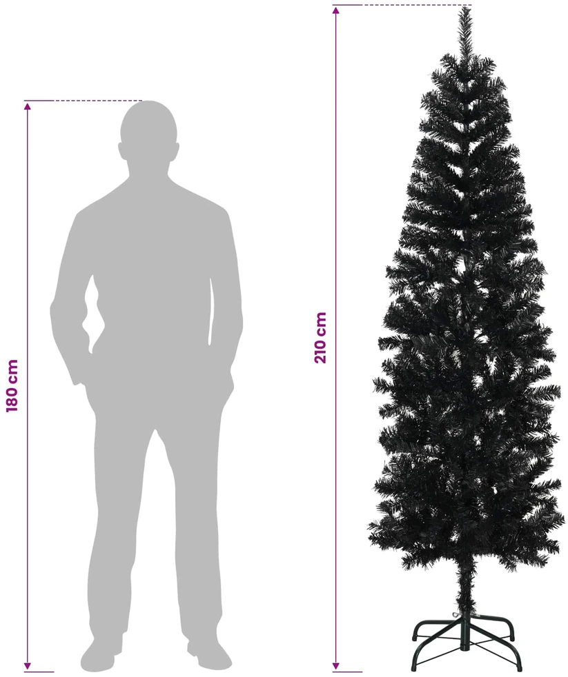 Dirbtinė siaura kalėdinė eglutė su žaisliuku 210 cm 300 LED
