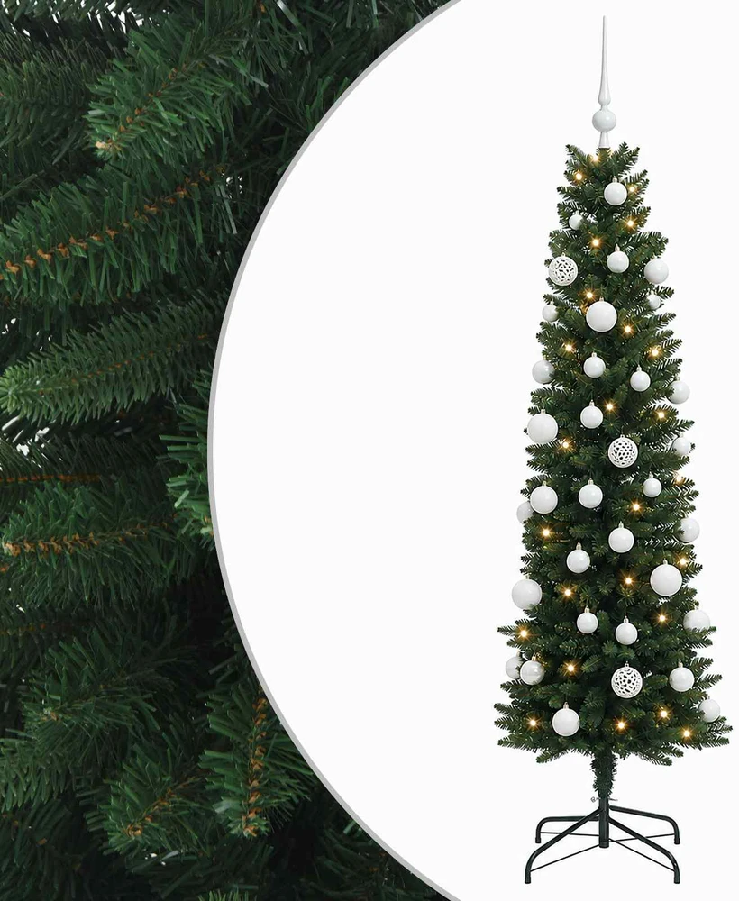 Dirbtinė siaura kalėdinė eglutė su žaisliuku 150 cm 150 LED