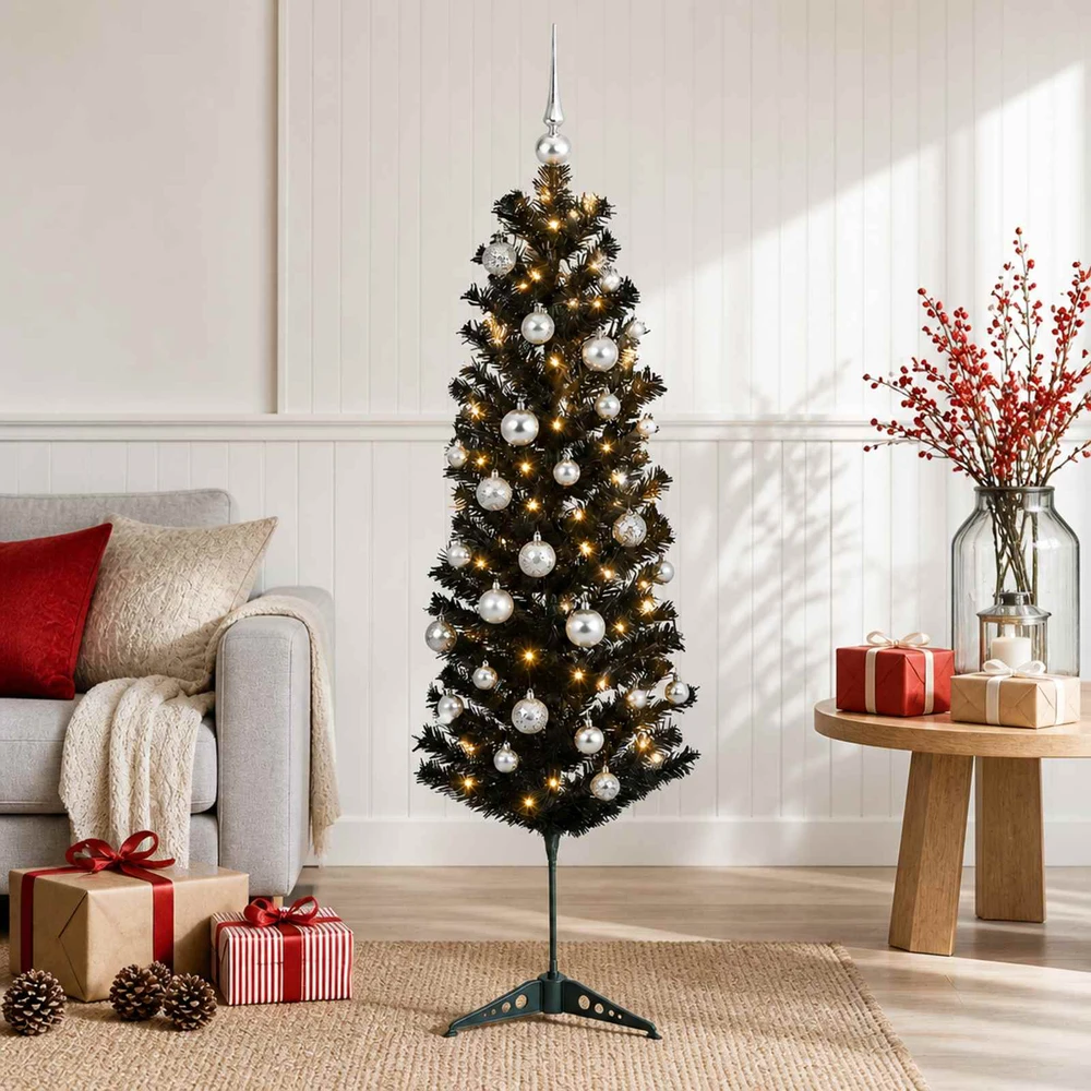 Dirbtinė siaura kalėdinė eglutė su žaisliuku 150 cm 150 LED