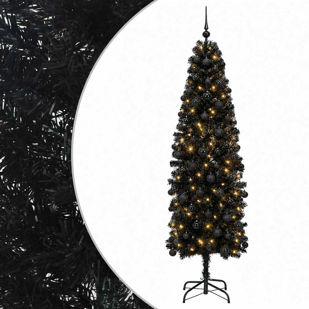 Dirbtinė siaura kalėdinė eglutė su žaisliuku 240 cm 300 LED