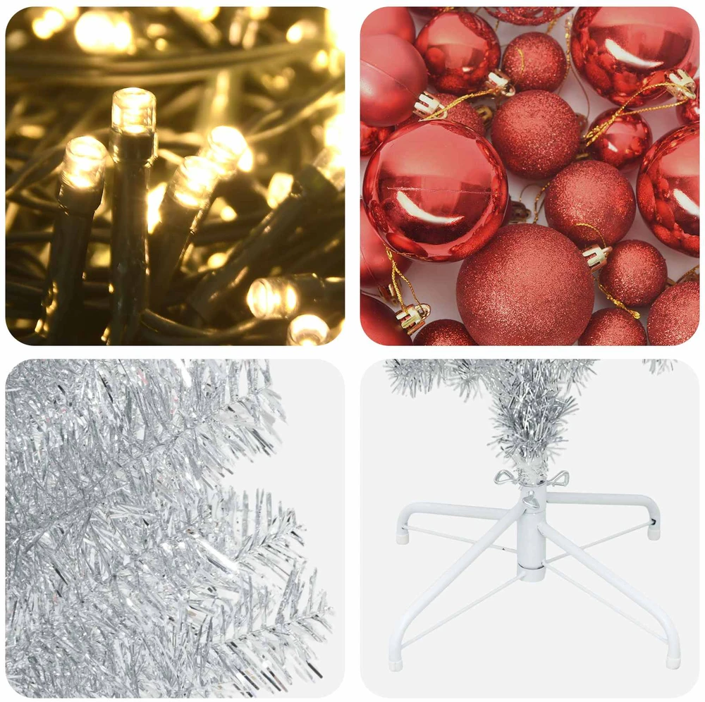Dirbtinė siaura kalėdinė eglutė su žaisliuku 180 cm 300 LED