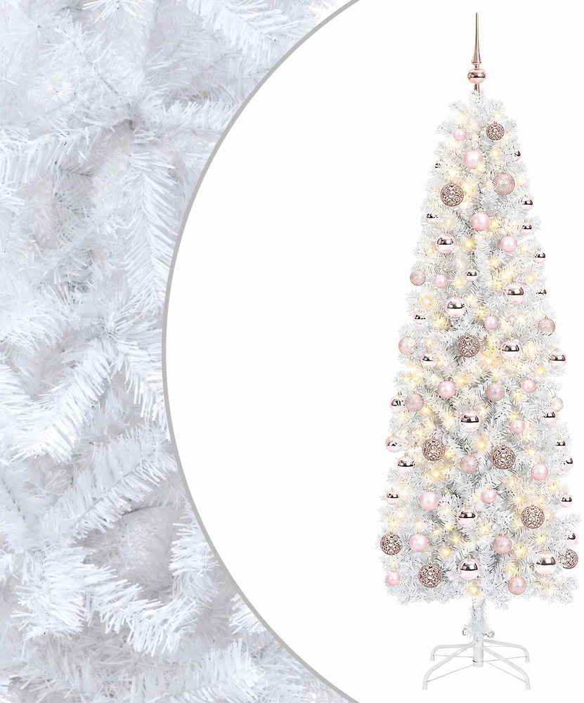 Dirbtinė siaura kalėdinė eglutė su žaisliuku 180 cm 300 LED