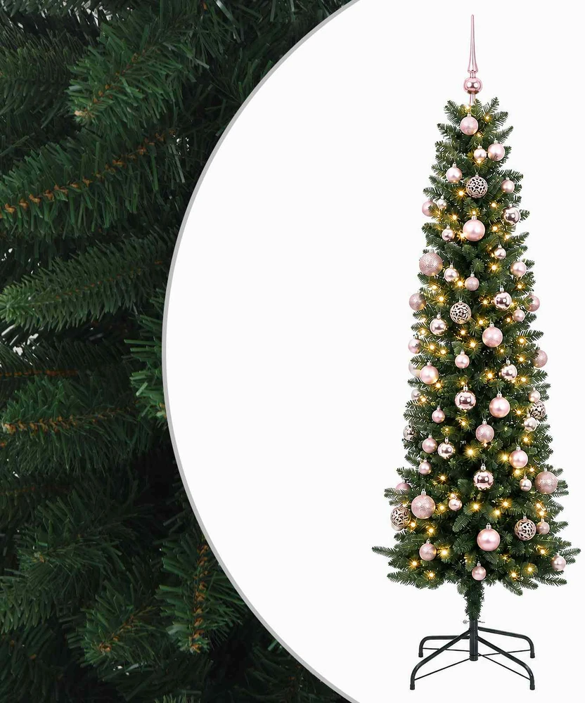 Dirbtinė siaura kalėdinė eglutė su žaisliuku 210 cm 300 LED