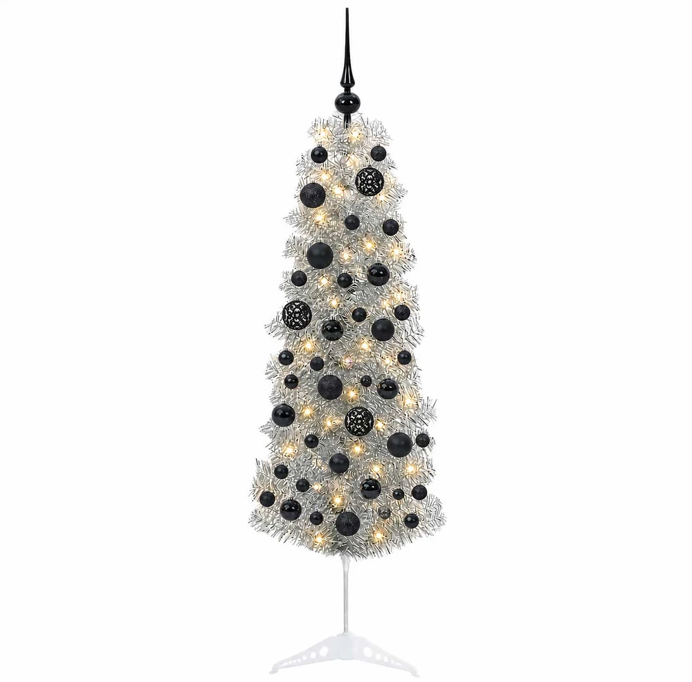 Dirbtinė siaura kalėdinė eglutė su žaisliuku 150 cm 150 LED