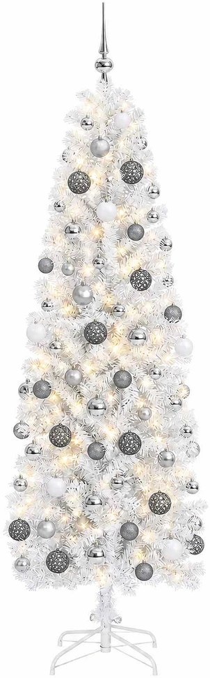 Dirbtinė siaura kalėdinė eglutė su žaisliuku 210 cm 300 LED