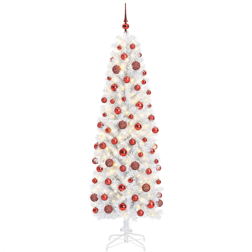 Dirbtinė siaura kalėdinė eglutė su žaisliuku 240 cm 300 LED