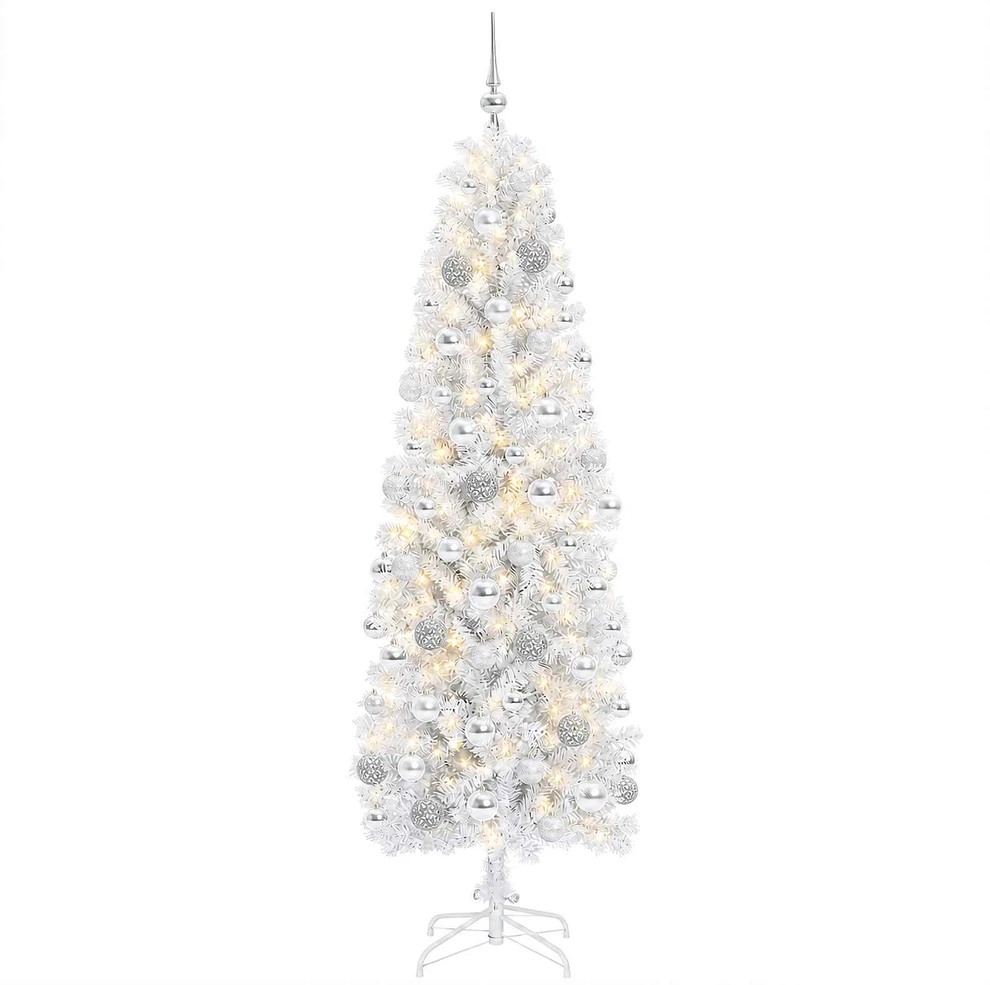 Dirbtinė siaura kalėdinė eglutė su žaisliuku 180 cm 300 LED