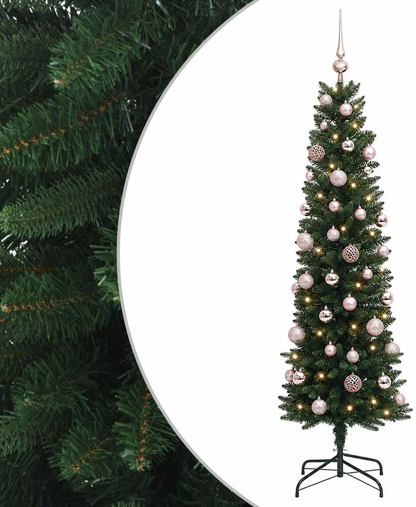 Dirbtinė siaura kalėdinė eglutė su žaisliuku 120 cm 150 LED