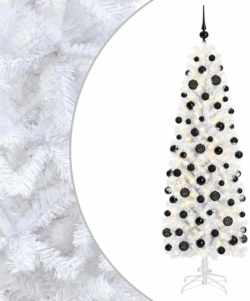 Dirbtinė siaura kalėdinė eglutė su žaisliuku 180 cm 300 LED