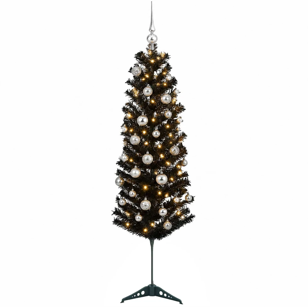 Dirbtinė siaura kalėdinė eglutė su žaisliuku 150 cm 150 LED