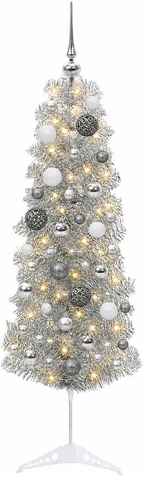 Dirbtinė siaura kalėdinė eglutė su žaisliuku 150 cm 150 LED