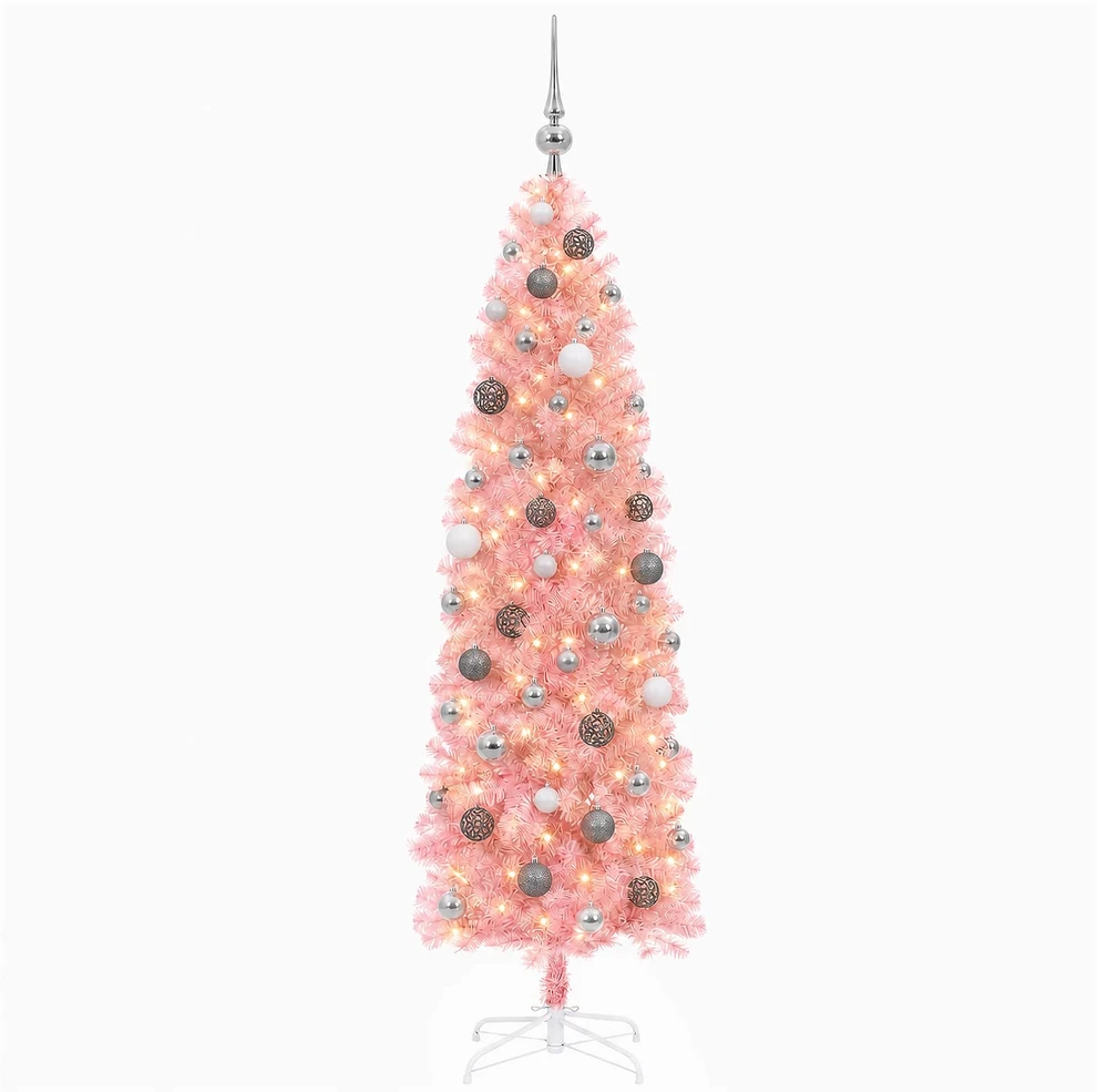Dirbtinė siaura kalėdinė eglutė su žaisliuku 180 cm 300 LED