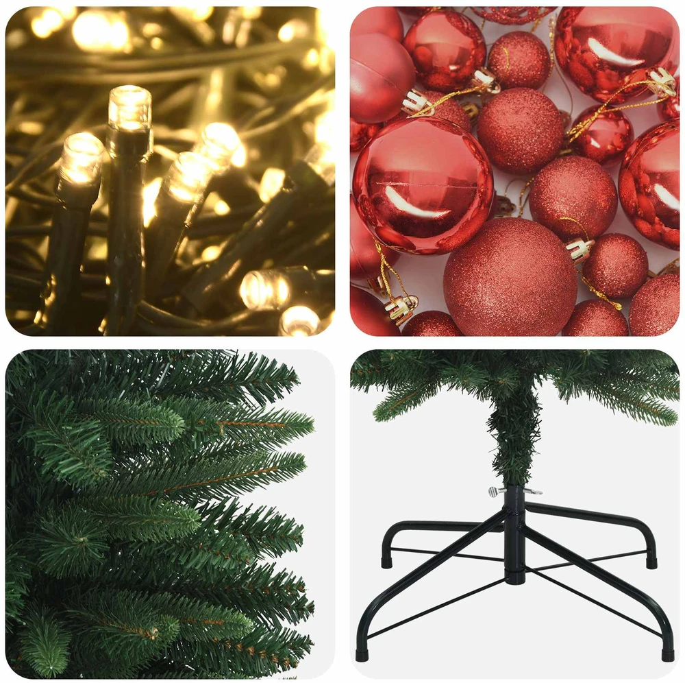 Dirbtinė siaura kalėdinė eglutė su žaisliuku 120 cm 150 LED