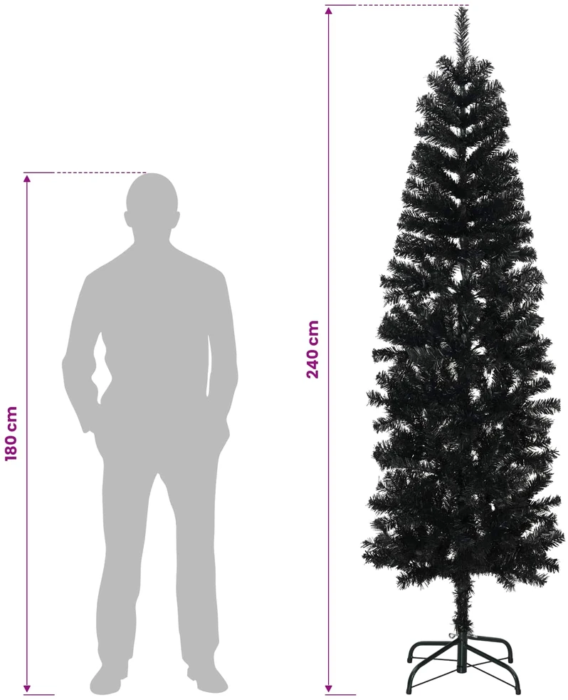 Dirbtinė siaura kalėdinė eglutė su žaisliuku 240 cm 300 LED