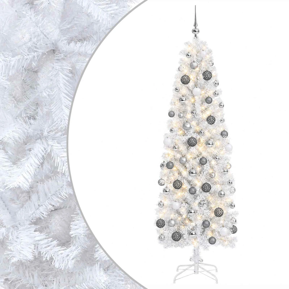 Dirbtinė siaura kalėdinė eglutė su žaisliuku 210 cm 300 LED