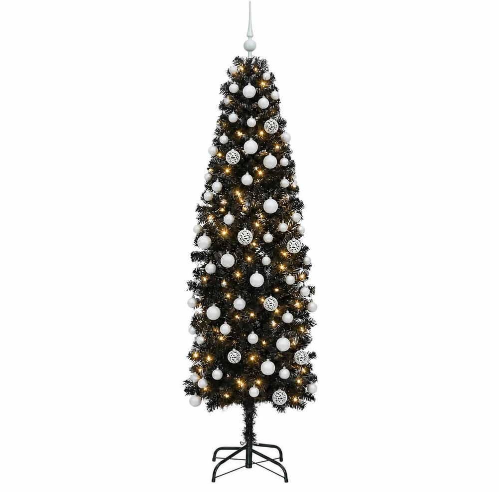 Dirbtinė siaura kalėdinė eglutė su žaisliuku 180 cm 300 LED