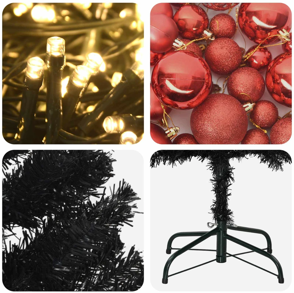 Dirbtinė siaura kalėdinė eglutė su žaisliuku 180 cm 300 LED