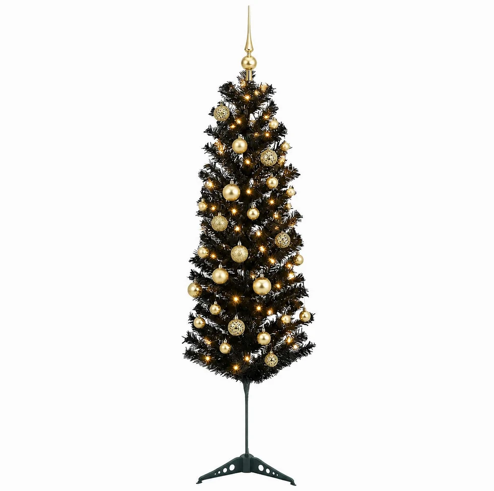 Dirbtinė siaura kalėdinė eglutė su žaisliuku 150 cm 150 LED