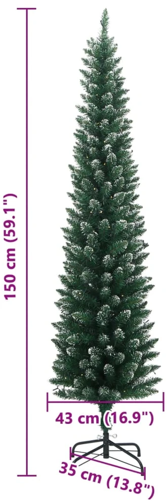 Dirbtinė siaura Kalėdų eglutė, 150 LED, 150cm