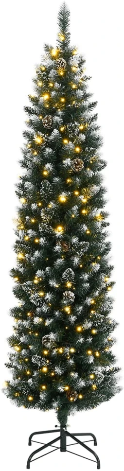 Dirbtinė siaura Kalėdų eglutė, 150 LED, 120cm