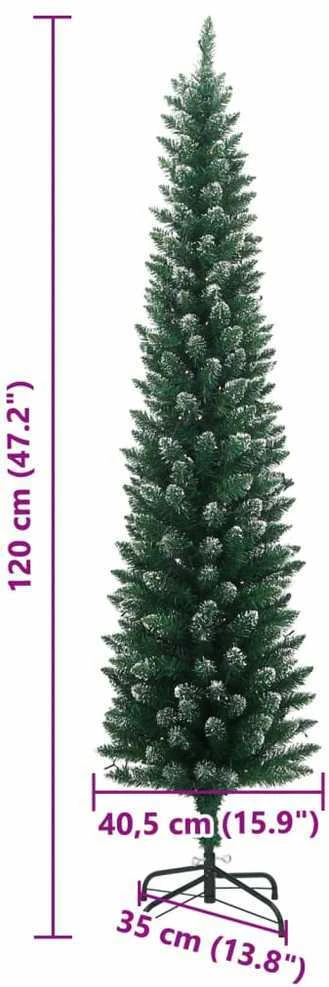 Dirbtinė siaura Kalėdų eglutė, 150 LED, 120cm