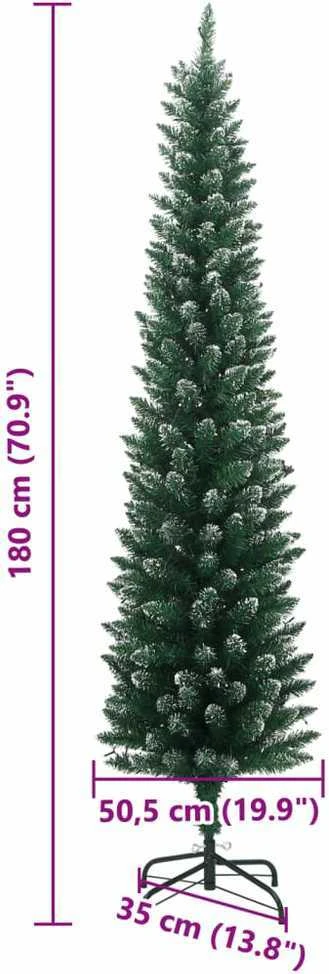 Dirbtinė siaura Kalėdų eglutė, 300 LED, 180cm