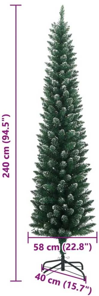 Dirbtinė siaura Kalėdų eglutė, 300 LED, 240cm